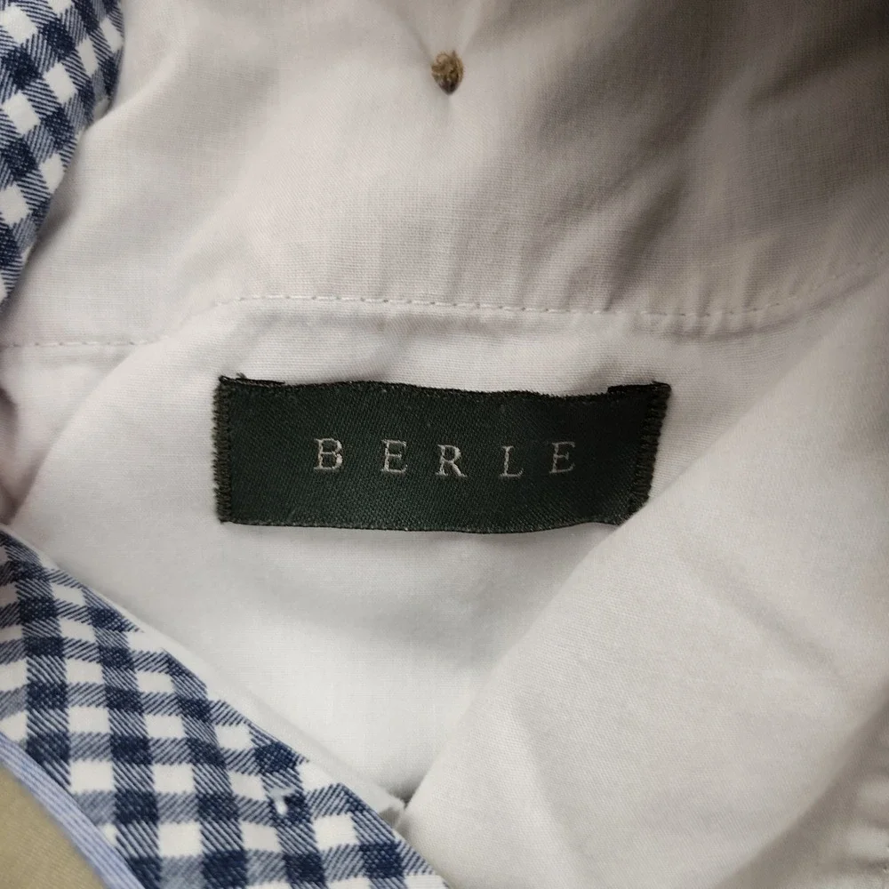 Berle Mens Pleated Chino Pants Khaki Tan Cuffed Twill Trousers 37x27.5